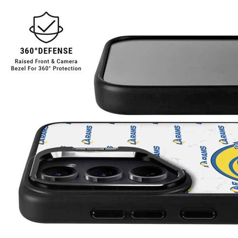 NFL Los Angeles Rams White Logo Blast Galaxy S24 FE Kickstand Case